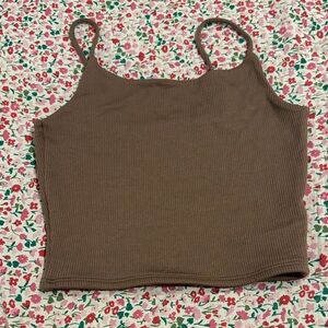 Stylish Brown Ribbed Crop Top
